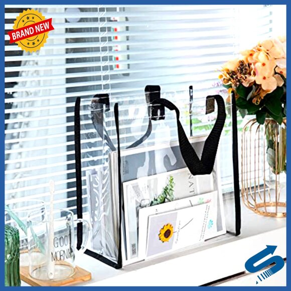 Clear PVC Tote Bags Bulk Pack Stadium Approved See Through Travel Beach - Picture 3 of 7